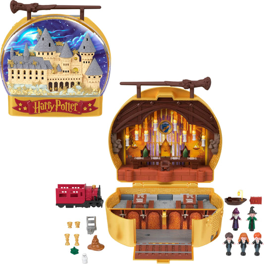 Polly Pocket Collector Playset Harry Potter Compact with 5 Character Dolls & 11 Accessories Hogwarts Exterior